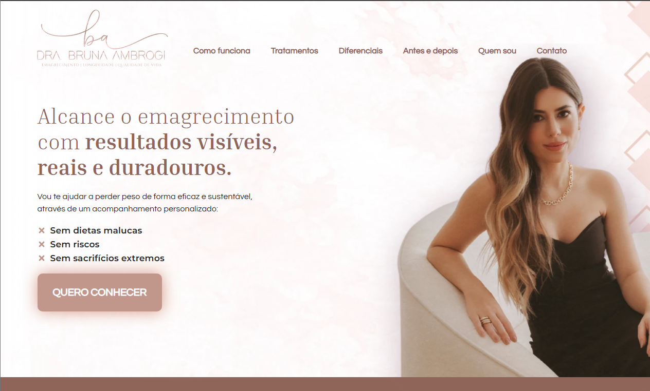 Screenshot do site Dra. Bruna - Nutricionista